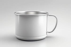 Matte enamel cup blank image isolated on white 3d rendered. photo