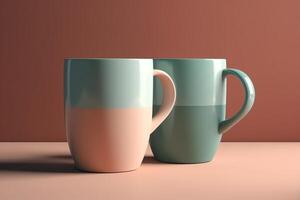 Two coffee mugs mock up. photo