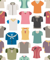 Seamless pattern of different shirts. png