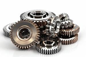 3Dillustration of gears on white background. AI Generated photo