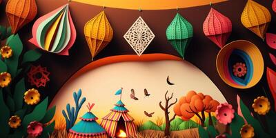 Festa junina background, Brazilian party and Latin american festival. photo