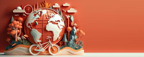 World bicycle day background with copy space, Eco friendly bicycle concept. photo