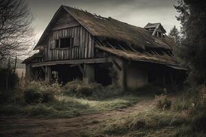 Horror abandoned barn genarative ai. photo