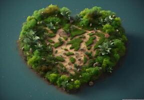 Heart shape made of trees, Earth Day. photo