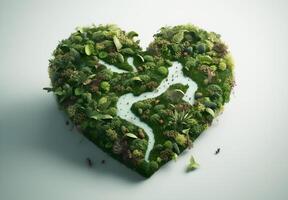 Heart shape made of trees, Earth Day. photo