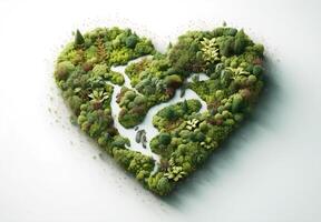 Heart shape made of trees, Earth Day. photo