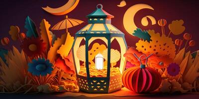 Festa junina lantern background, Brazilian party and Latin american festival. photo