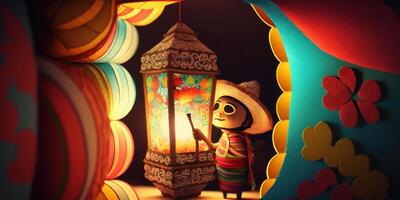 Festa junina lantern background, Brazilian party and Latin american festival. photo