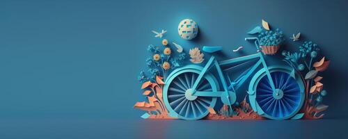 World bicycle day background with copy space, Eco friendly bicycle concept. photo