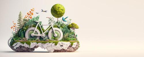 mundo bicicleta día antecedentes con Copiar espacio, eco simpático bicicleta concepto. generativo ai foto