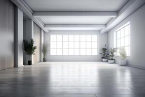 Modern bright interiors empty room 3d rendering illustration. photo