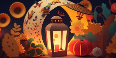 Festa junina lantern background, Brazilian party and Latin american festival. photo