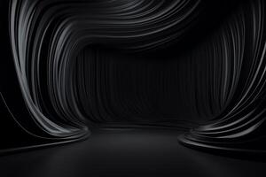 Black room background abstract with gradient in empty room studio black background product show digital ai art. photo