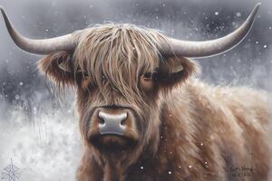 Illustrated portrait of highland cattle. photo