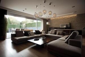 Modern living room design elegant home decor. photo