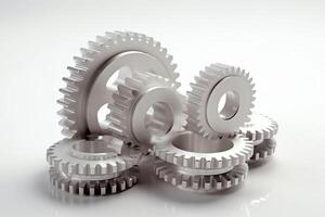 3Dillustration of gears on white background. AI Generated photo