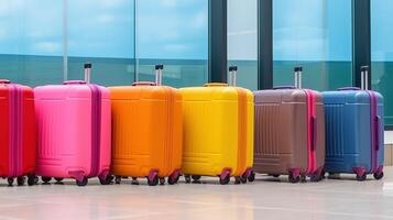 Colorful Luggage at the Airport for Holiday Adventures. photo