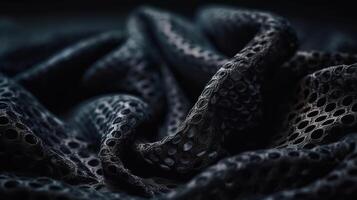 Black Fabric in Wavy Bokeh Abstract Background. photo