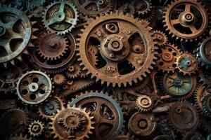 Steampunk cogs gears rust background wallpaper. photo