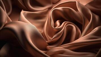 Rose Gold Fabric in Wavy Bokeh Abstract Background. Generative AI photo