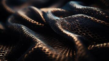 Black and Gold Fabric in Wavy Bokeh Abstract Background. photo