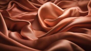 Rose Gold Fabric in Wavy Bokeh Abstract Background. Generative AI photo