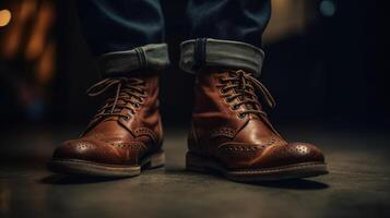 A Cropped Shot of Stylish and Classic Footwear. photo