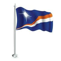 Marshall Islands Flag. Isolated Realistic Wave Flag of Marshall Islands Country on Flagpole. vector