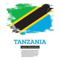 Tanzania bandera con cepillo trazos independencia día. vector