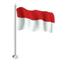 Monaco Flag. Isolated Realistic Wave Flag of Monaco Country on Flagpole. vector