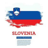 Slovenia Flag with Brush Strokes. Independence Day. vector