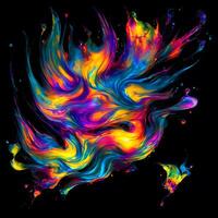 Abstract colorful splash background ,Watercolor swirling splash painting texture, Paint splashes on black background, photo