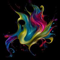 Abstract colorful splash background ,Watercolor swirling splash painting texture, Paint splashes on black background, photo