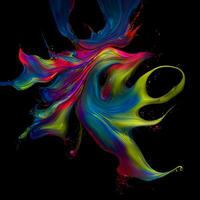 Abstract colorful splash background ,Watercolor swirling splash painting texture, Paint splashes on black background, photo