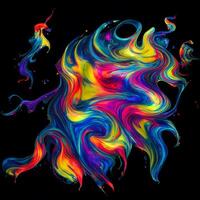 Abstract colorful splash background ,Watercolor swirling splash painting texture, Paint splashes on black background, photo