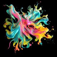 Abstract colorful splash background ,Watercolor swirling splash painting texture, Paint splashes on black background, photo