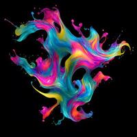 Abstract colorful splash background ,Watercolor swirling splash painting texture, Paint splashes on black background, photo