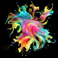 Abstract colorful splash background ,Watercolor swirling splash painting texture, Paint splashes on black background, photo