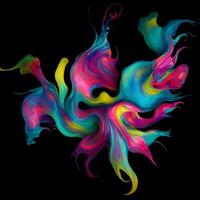 Abstract colorful splash background ,Watercolor swirling splash painting texture, Paint splashes on black background, photo