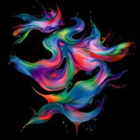 Abstract colorful splash background ,Watercolor swirling splash painting texture, Paint splashes on black background, photo