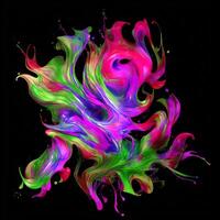 Abstract colorful splash background ,Watercolor swirling splash painting texture, Paint splashes on black background, photo