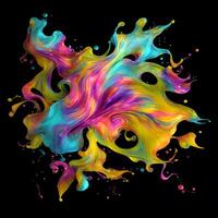 Abstract colorful splash background ,Watercolor swirling splash painting texture, Paint splashes on black background, photo
