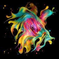 Abstract colorful splash background ,Watercolor swirling splash painting texture, Paint splashes on black background, photo