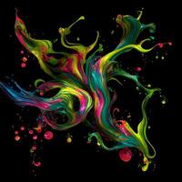 Abstract colorful splash background ,Watercolor swirling splash painting texture, Paint splashes on black background, photo