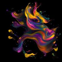 Abstract colorful splash background ,Watercolor swirling splash painting texture, Paint splashes on black background, photo