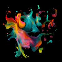 Abstract colorful splash background ,Watercolor swirling splash painting texture, Paint splashes on black background, photo