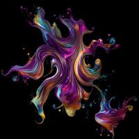 Abstract colorful splash background ,Watercolor swirling splash painting texture, Paint splashes on black background, photo