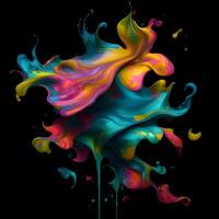 Abstract colorful splash background ,Watercolor swirling splash painting texture, Paint splashes on black background, photo