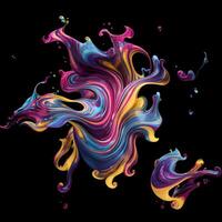 Abstract colorful splash background ,Watercolor swirling splash painting texture, Paint splashes on black background, photo