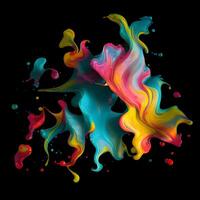 Abstract colorful splash background ,Watercolor swirling splash painting texture, Paint splashes on black background, photo